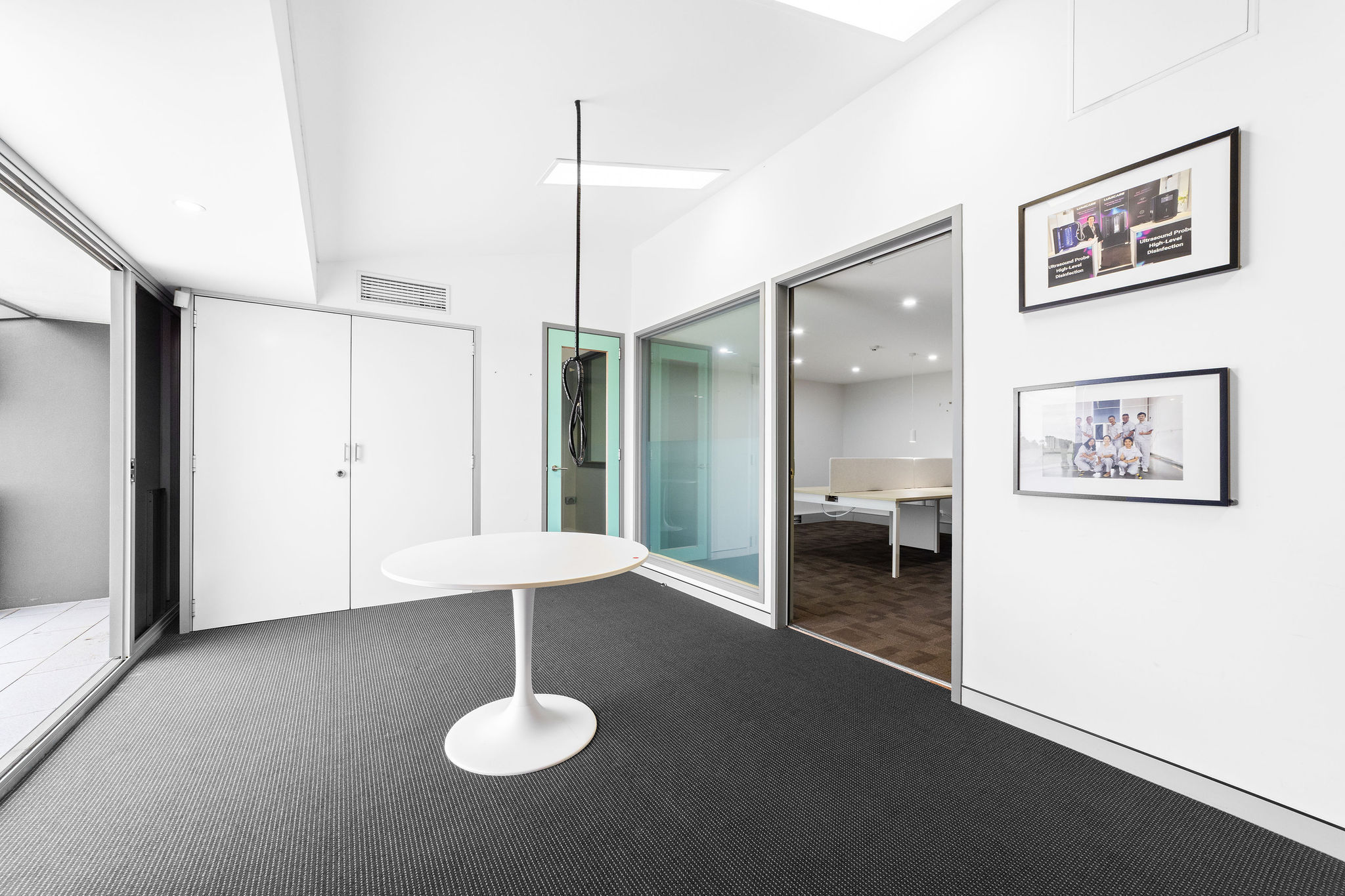First floor void and glass-walled office at Unit 8, Drummoyne